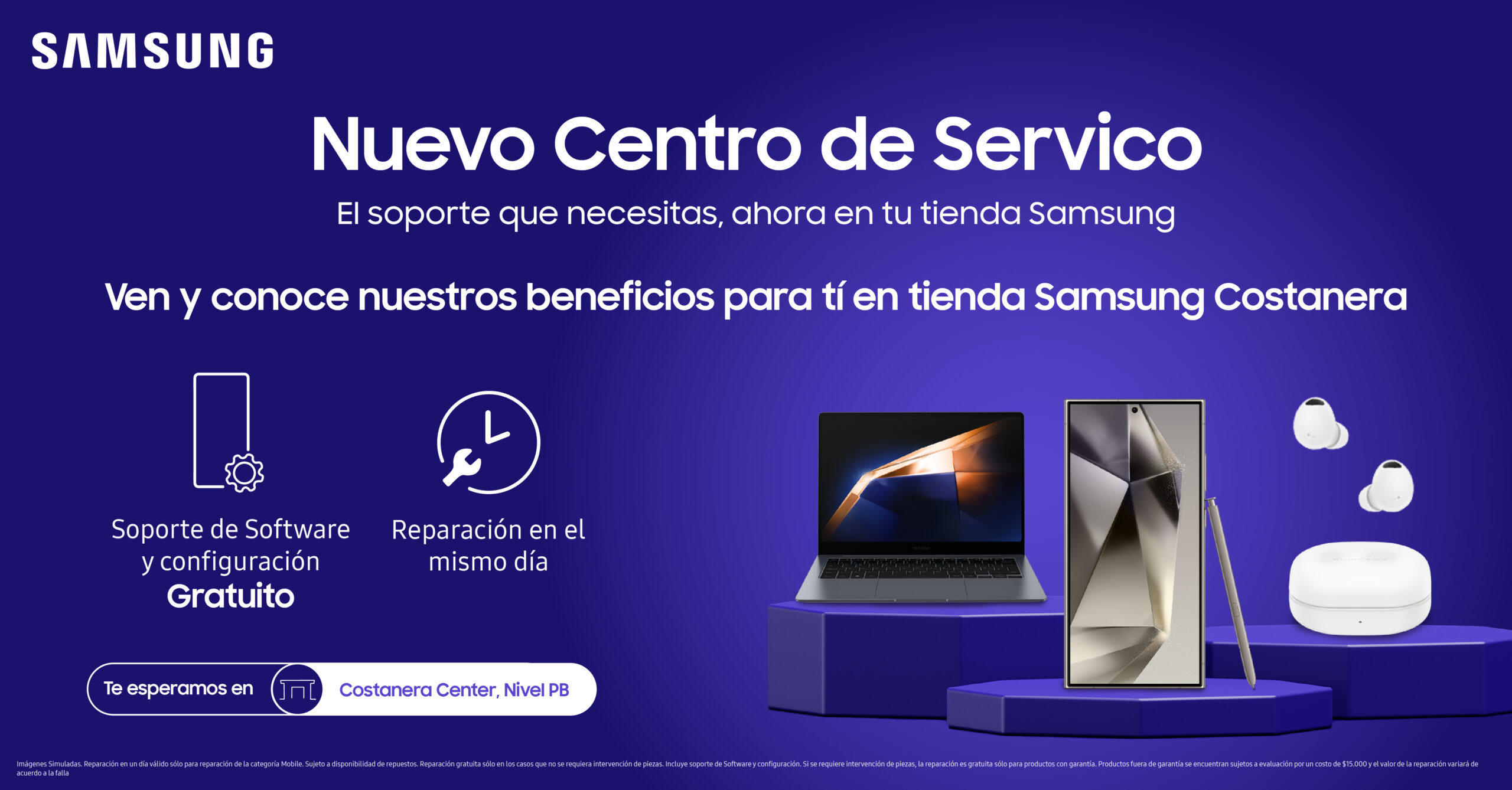 Samsung lanza servicio de reparación en 24 horas para productos móviles en mall Costanera Center