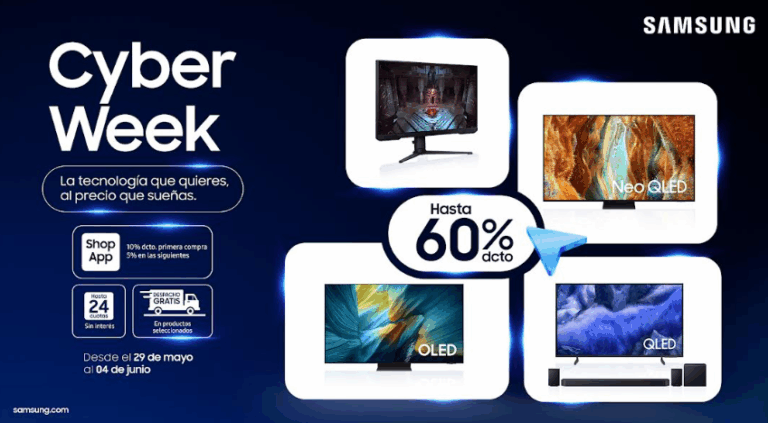 Ya empezó Cyber Week de Samsung: ¡hasta un 60% de descuento en Samsung.com!