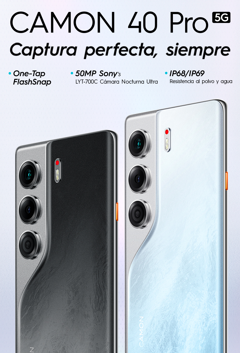 Tecno Mobile Camon 40 Pro 5G: diseño sofisticado, batería duradera y resistencia para la vida real