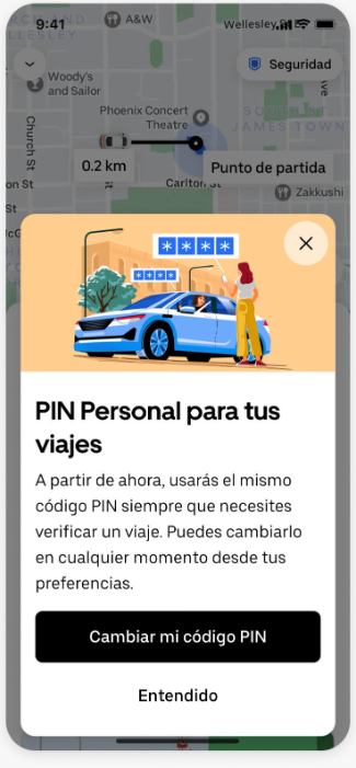 Súbete al auto correcto: ahora es más fácil con el Código PIN personal de Uber