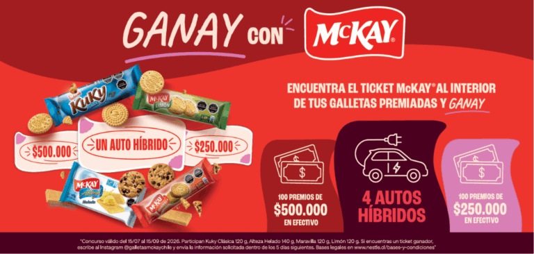 ¡Ganay con McKay®! Participa por cuatro autos híbridos y 100 premios de $500.000 